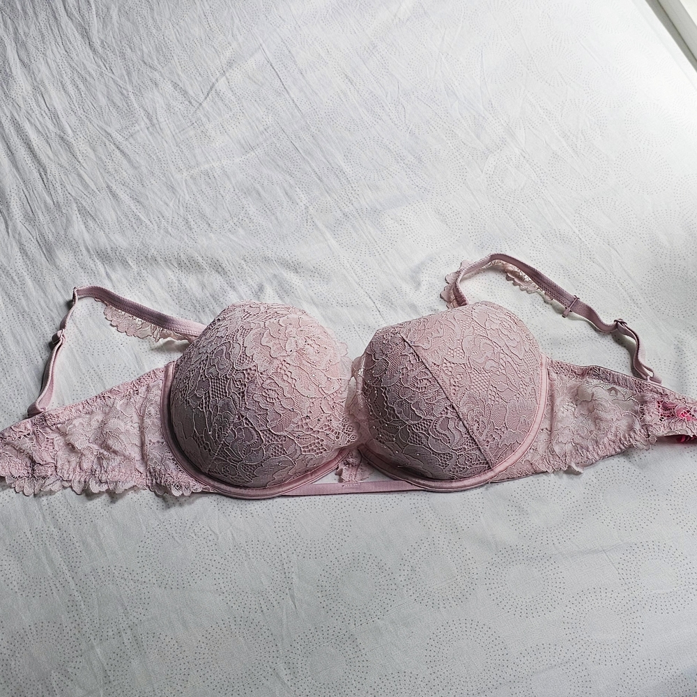 La SENZA 'Beyond Sexy Ultimate Plunge' Pink Lace Trim Bra 34DDD